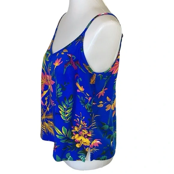 Cynthia Rowley Blue Tropical Floral Tank Top Size Small NWT - Picture 5 of 17